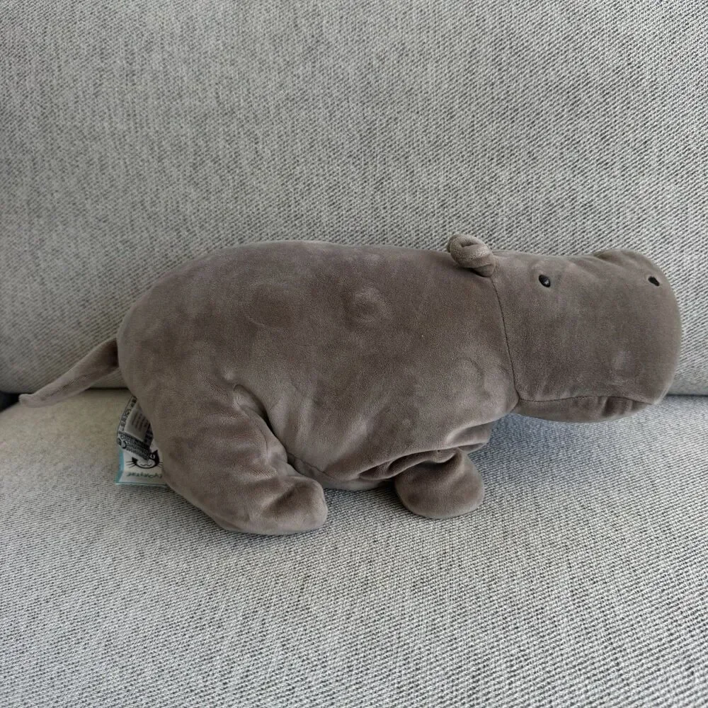 HTF Jellycat Mellow Mallow Hippo Plush Large Stuffed Gray Squishy London 15